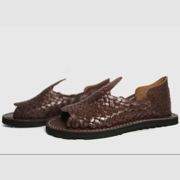 SIDREY Women Thick-Mexican Sandals Pachuco Style Handmade Brown Huaraches Size 8 - Picture 1 of 7